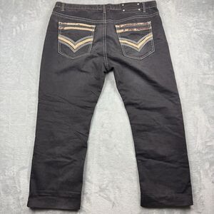 Montero Jeans Mens 40x30 Black Denim Straight Leg Embroidered Pocket Y2K